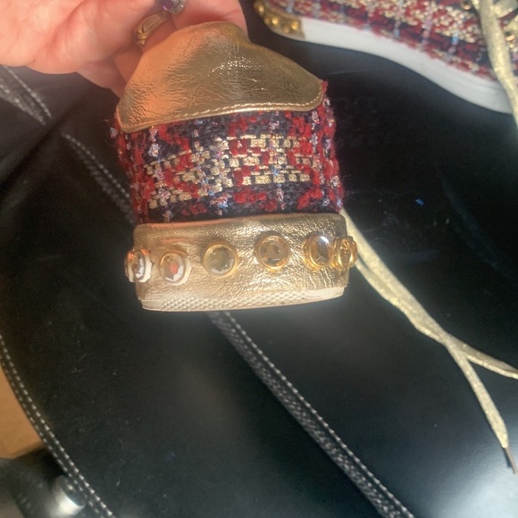 Moow size 37 European, excellent condition, Fabric plaid canvas and gold… - Picture 3 of 9